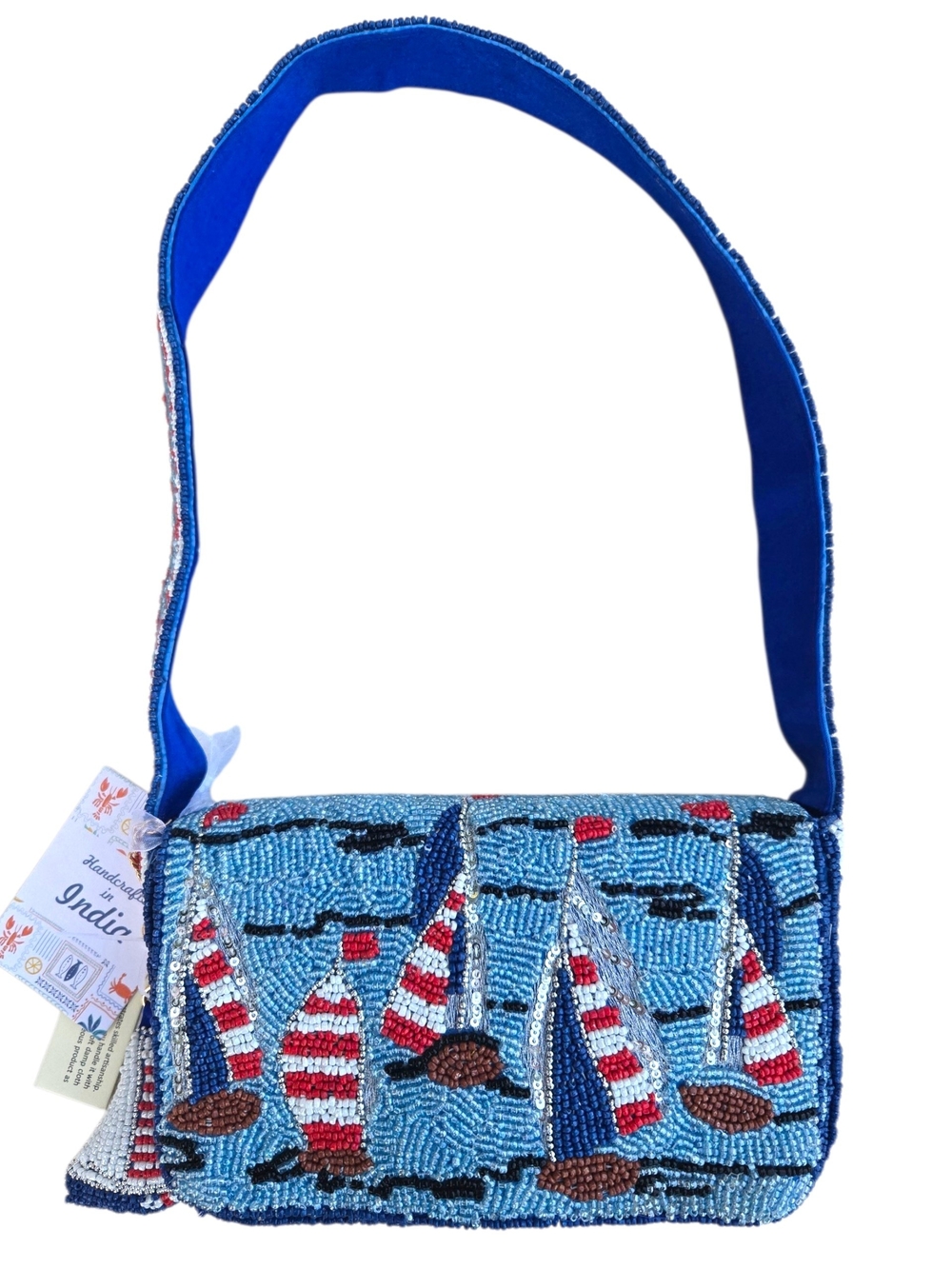 ⛵️🇺🇸 Viral Handmade Beaded Sailboat Shoulder Bag- Red, White, and Blue